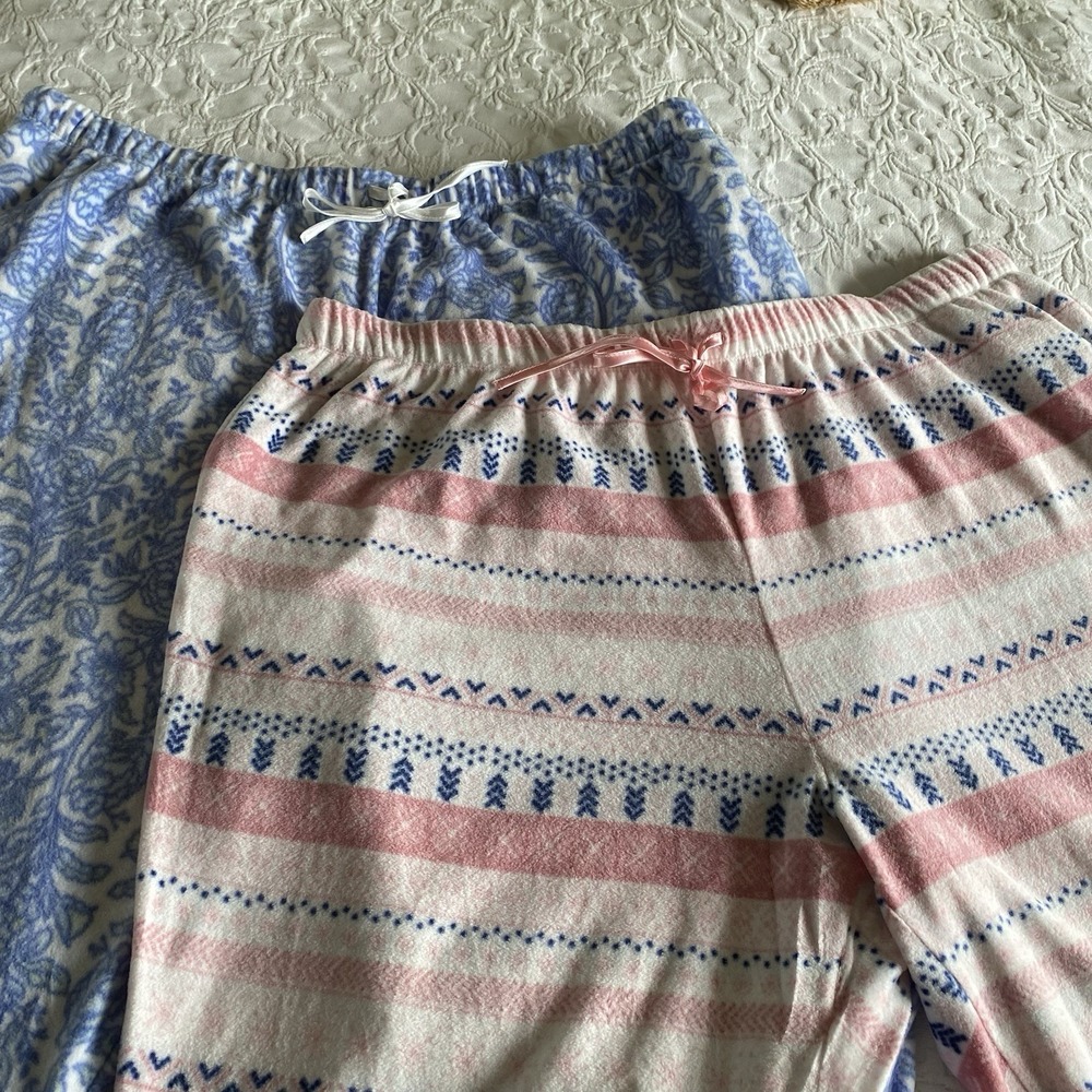 Croft Barrow fleece pajama Pants‎ Womens Plus  4X Elastic Waist pockets Lot Of 2